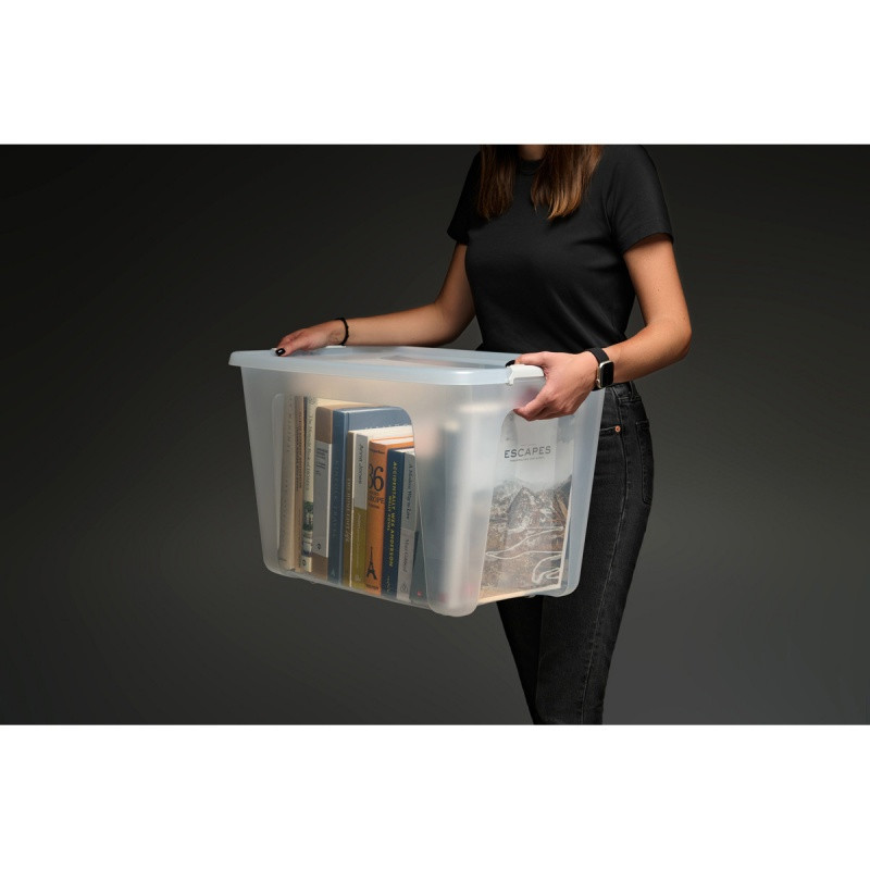 Pojemnik MOXOM PrimeStore, z kółkami, 580x390x390mm, 56l, transparentny