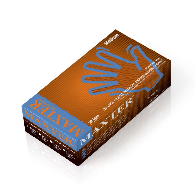 Rękawice nitrylowe bezpudrowe, MAXTER 7.0, 100 szt., rozmiar M, pomarańczowe