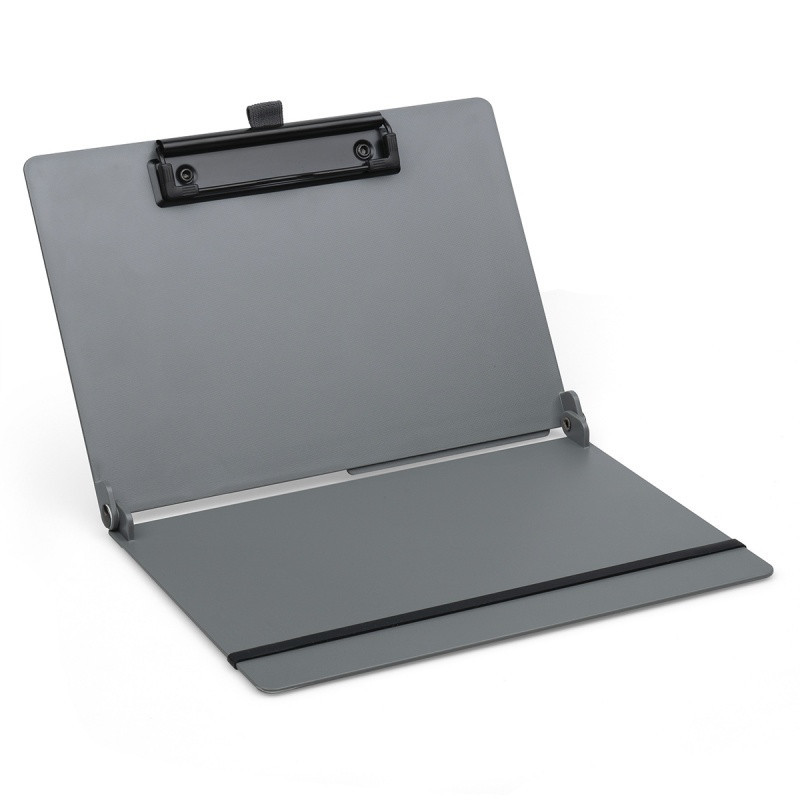Clipboard składany SAX, PP, A5/A4, z met. klipsem, z gumką i uchwytem na długopis, szary