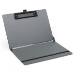 Clipboard składany SAX, PP, A5/A4, z met. klipsem, z gumką i uchwytem na długopis, szary