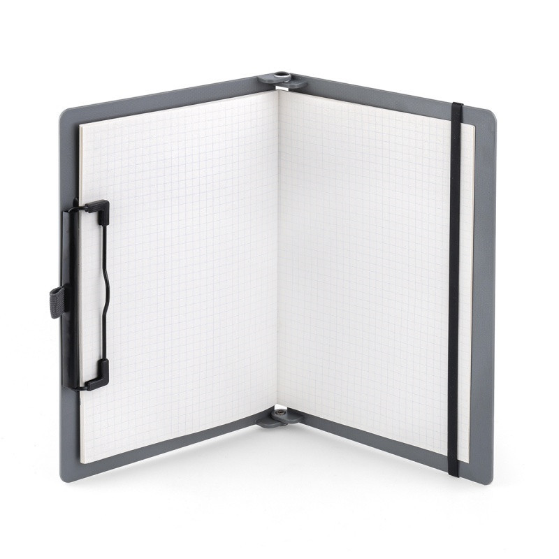 Clipboard składany SAX, PP, A5/A4, z met. klipsem, z gumką i uchwytem na długopis, szary