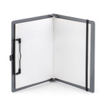 Clipboard składany SAX, PP, A5/A4, z met. klipsem, z gumką i uchwytem na długopis, szary