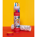 Flamastry akwarelowe CARAN D'ACHE Swisscolor, w metalowej tubie, z kolorowanką, 10 szt., mix kolorów