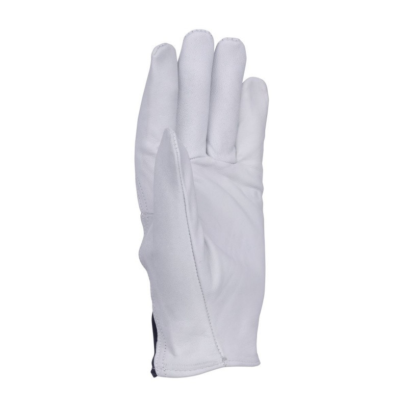 Rękawice robocze DONAU SAFETY DS-TECHGOAT, skóra kozia, ściągacz, rozm. 10/XL, biało-granatowe