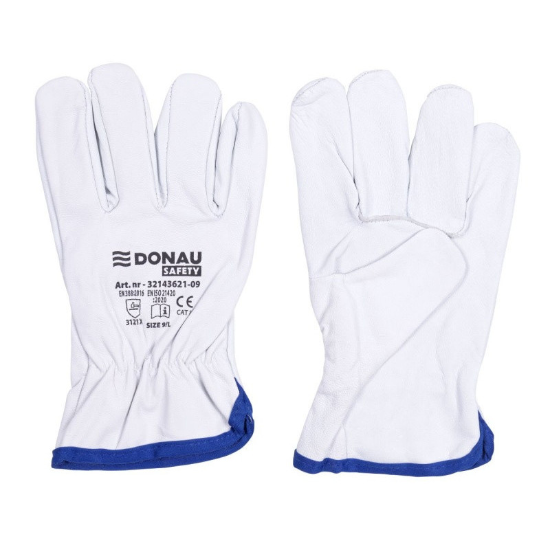 Rękawice robocze DONAU SAFETY DS-DRIVGOAT, driver, skóra kozia, rozm. 7/S, białe