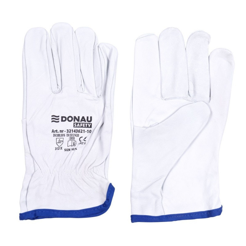 Rękawice robocze DONAU SAFETY DS-DRIVGOAT, driver, skóra kozia, rozm. 11/XXL, białe
