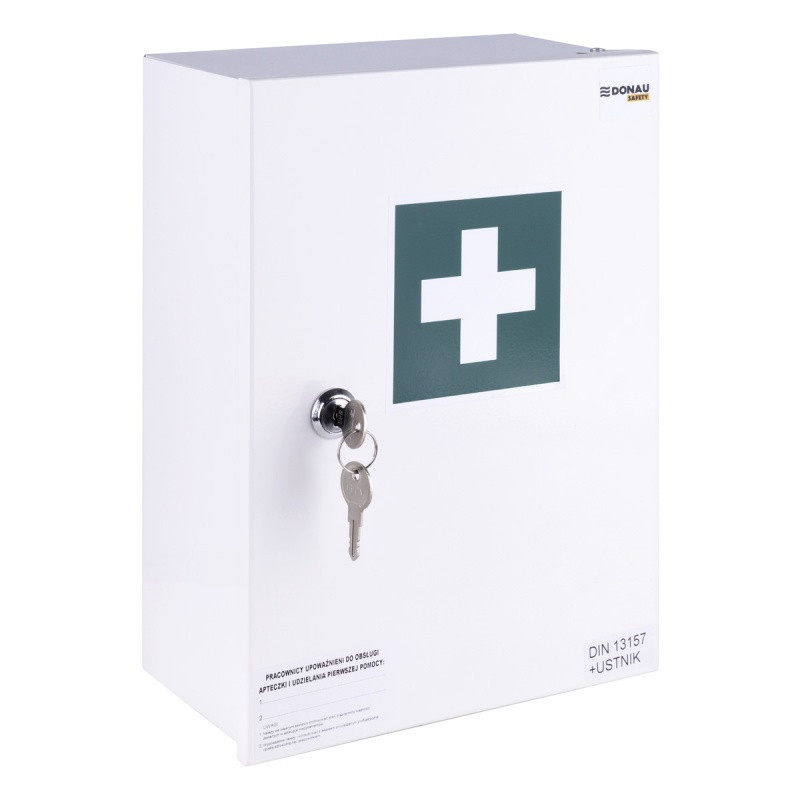 Apteczka ścienna DONAU SAFETY, stalowa,"30.2" +A, biała