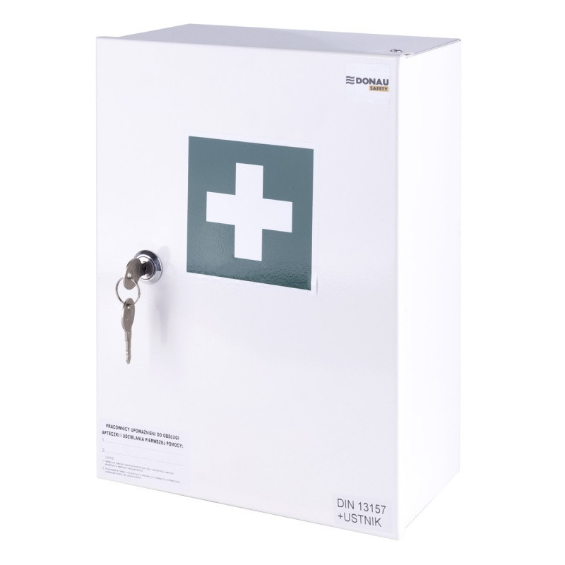 Apteczka ścienna DONAU SAFETY, stalowa,"30.2" +A, biała