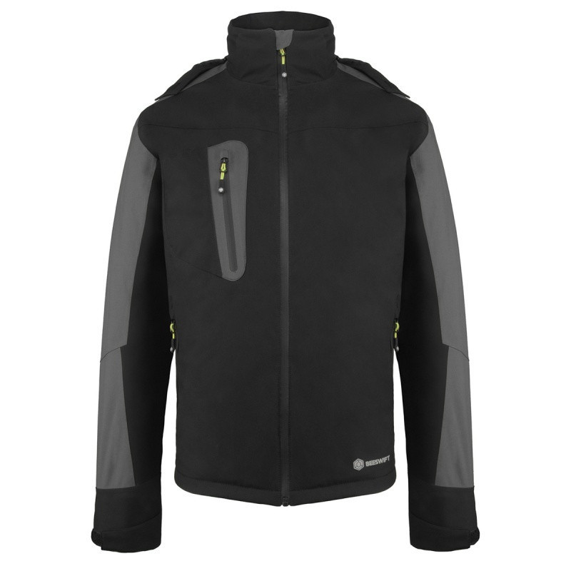 Kurtka przeciwdeszczowa BEESWIFT, ocieplana, rozm. L, czarno/szara