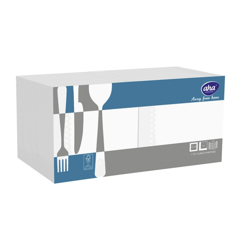 Serwetki AFH AHA, 1-warstwowe, składanie 1/4, 33x33cm, 500 szt., białe