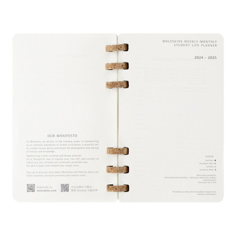 Kalendarz akademicki na spirali MOLESKINE lipiec 2024 - czerwiec 2025, L, miękka oprawa, 15x21cm, czarny