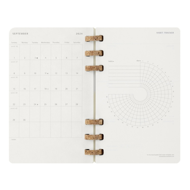 Kalendarz akademicki na spirali MOLESKINE lipiec 2024 - czerwiec 2025, L, miękka oprawa, 15x21cm, czarny