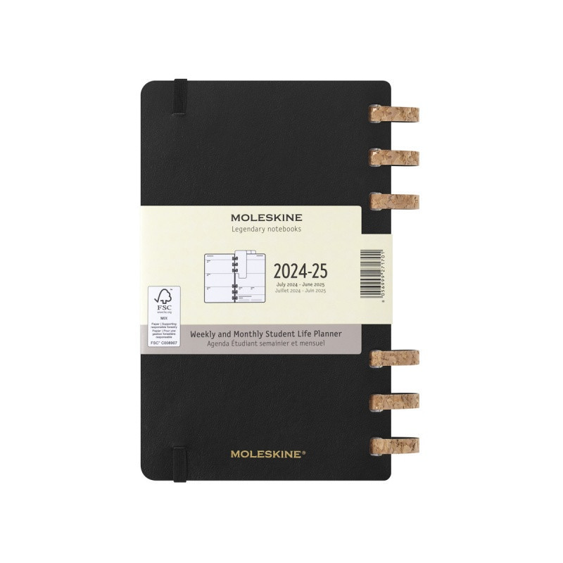 Kalendarz akademicki na spirali MOLESKINE lipiec 2024 - czerwiec 2025, L, miękka oprawa, 15x21cm, czarny