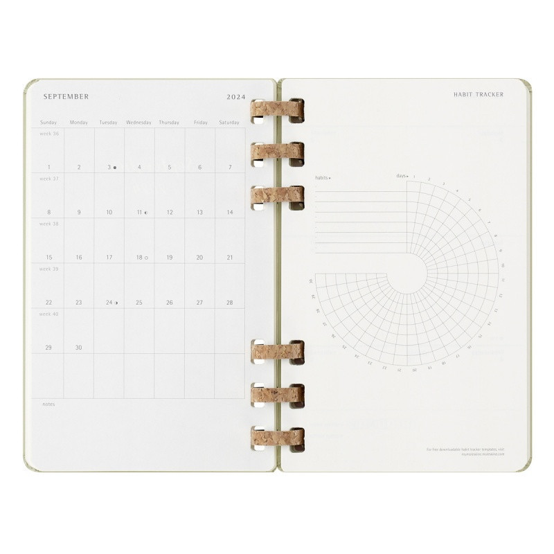 Kalendarz akademicki na spirali MOLESKINE lipiec 2024 - czerwiec 2025, L, twarda oprawa, 15x21cm, crush kiwi