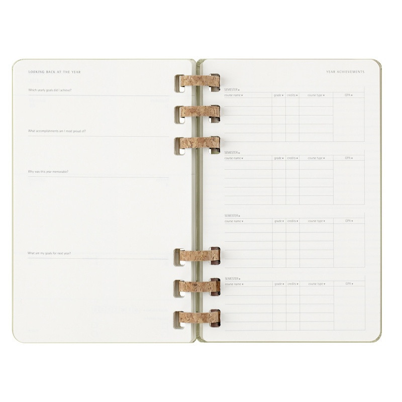 Kalendarz akademicki na spirali MOLESKINE lipiec 2024 - czerwiec 2025, L, twarda oprawa, 15x21cm, crush kiwi