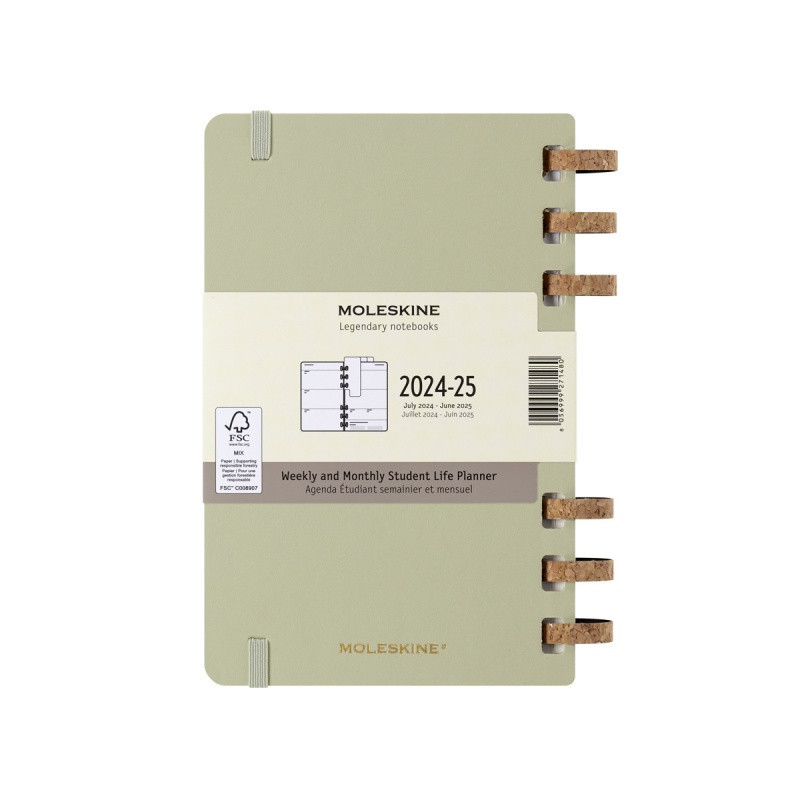 Kalendarz akademicki na spirali MOLESKINE lipiec 2024 - czerwiec 2025, L, twarda oprawa, 15x21cm, crush kiwi