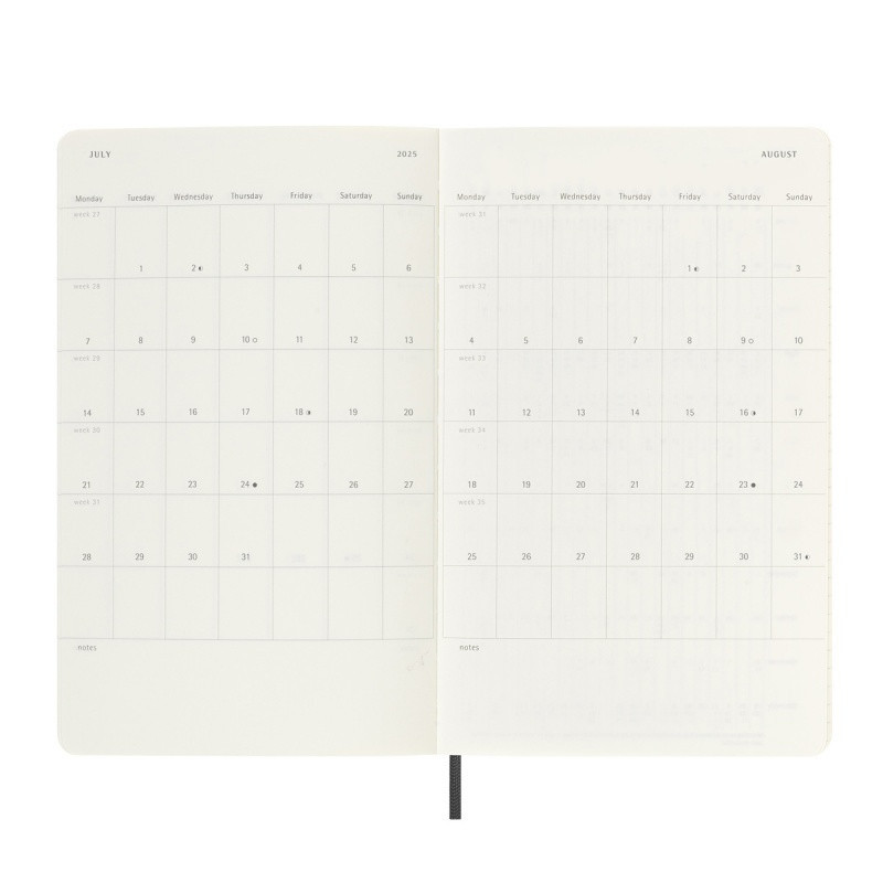 Kalendarz dzienny MOLESKINE 2024/25, 18M, L, miękka oprawa, 13x21cm, czarny