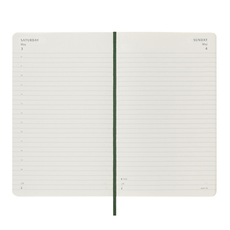 Kalendarz dzienny MOLESKINE 2025, 12M, L, miękka oprawa, 13x21cm, myrtle green