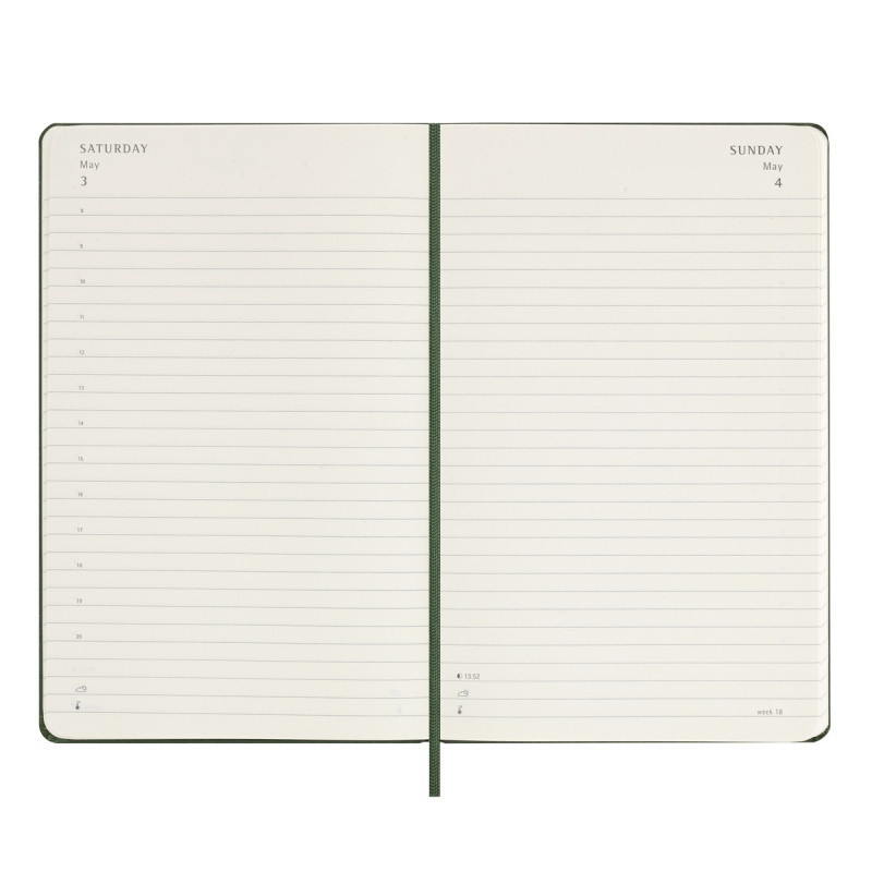 Kalendarz dzienny MOLESKINE 2025, 12M, L, twarda oprawa, 13x21cm, myrtle green