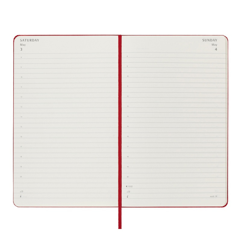 Kalendarz dzienny MOLESKINE 2025, 12M, L, twarda oprawa, 13x21cm, scarlet red