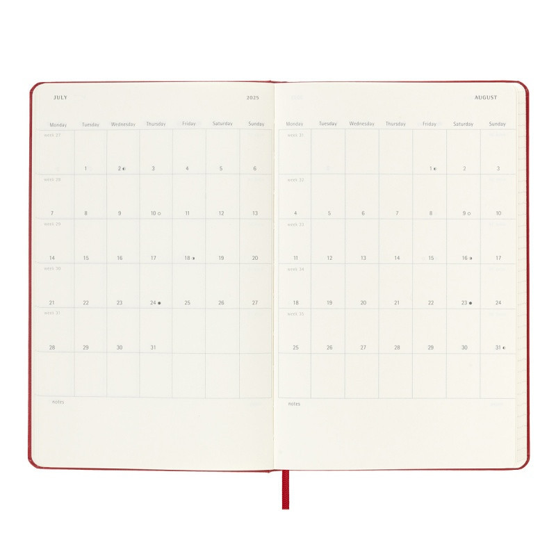 Kalendarz dzienny MOLESKINE 2025, 12M, L, twarda oprawa, 13x21cm, scarlet red