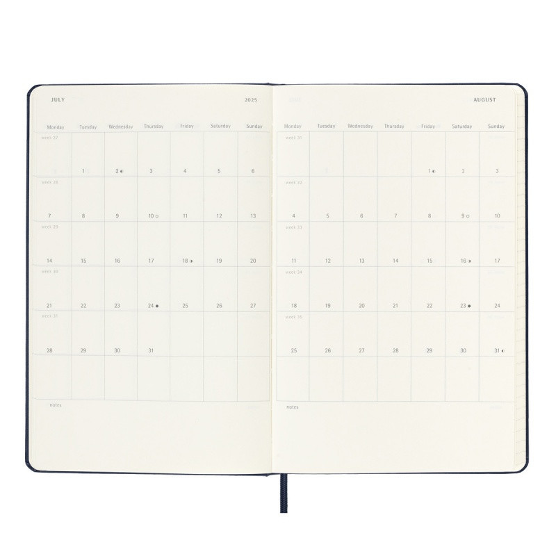 Kalendarz dzienny MOLESKINE 2025, 12M, L, twarda oprawa, 13x21cm, czarny