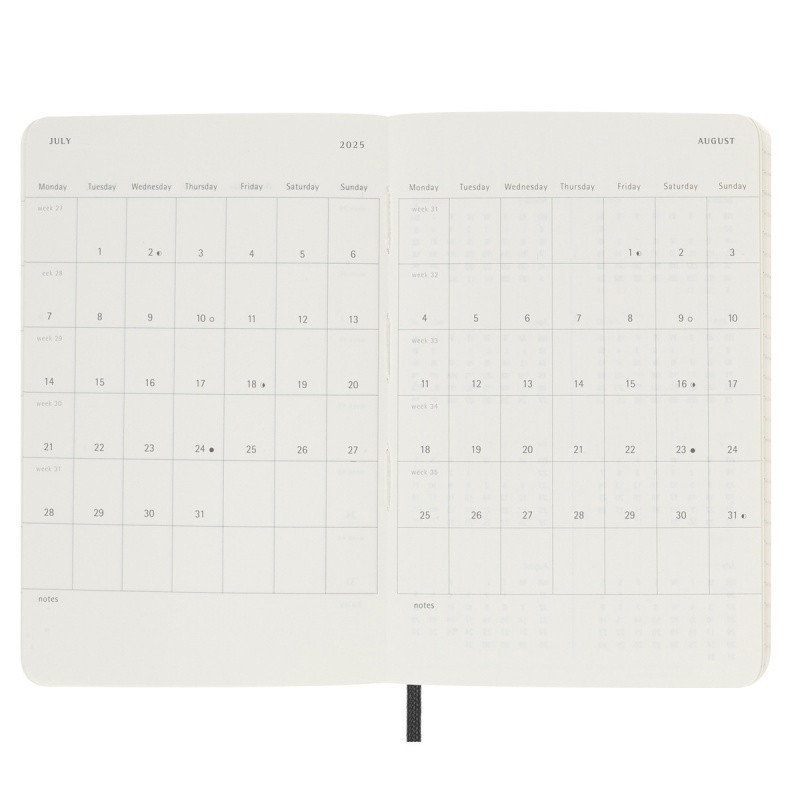 Kalendarz dzienny MOLESKINE 2025, 12M, P, miękka oprawa, 9x14cm, czarny