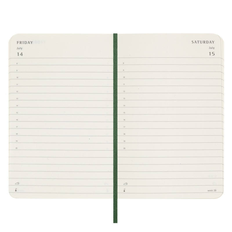 Kalendarz dzienny MOLESKINE 2025, 12M, P, miękka oprawa, 9x14cm, myrtle green