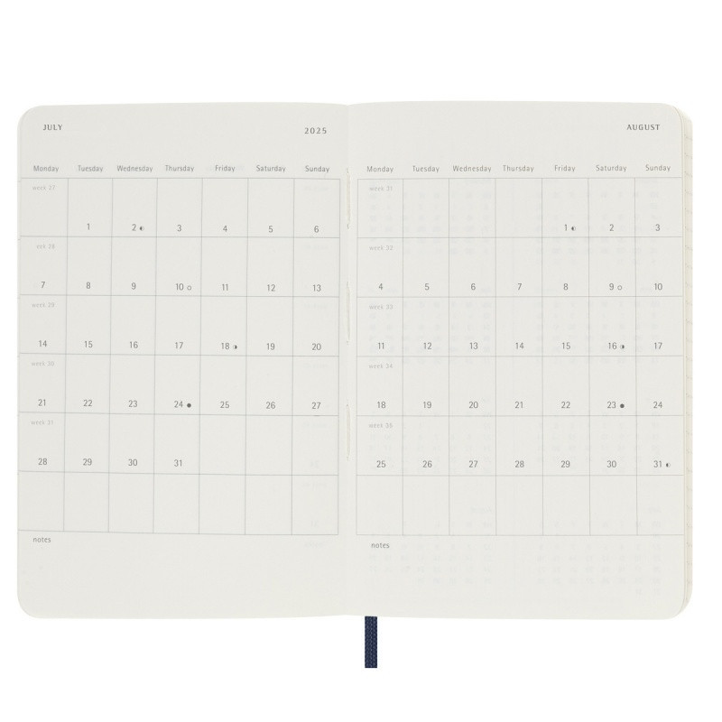 Kalendarz dzienny MOLESKINE 2025, 12M, P, miękka oprawa, 9x14cm, sapphire blue