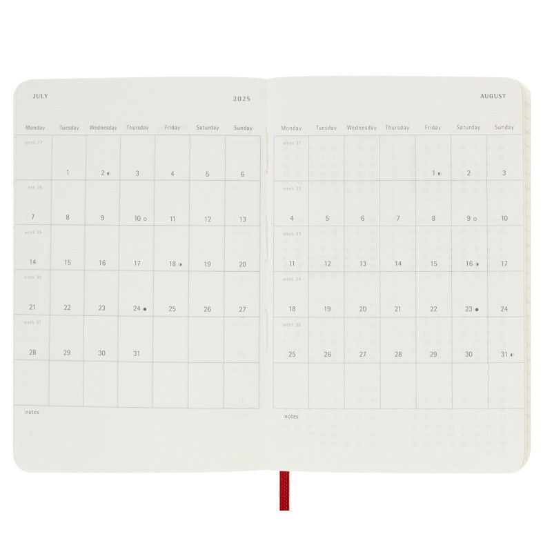 Kalendarz dzienny MOLESKINE 2025, 12M, P, miękka oprawa, 9x14cm, scarlet red