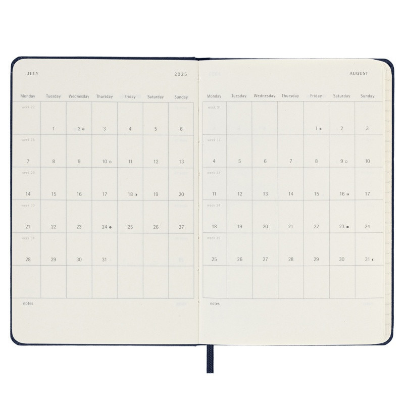 Kalendarz dzienny MOLESKINE 2025, 12M, P, twarda oprawa, 9x14cm, sapphire blue