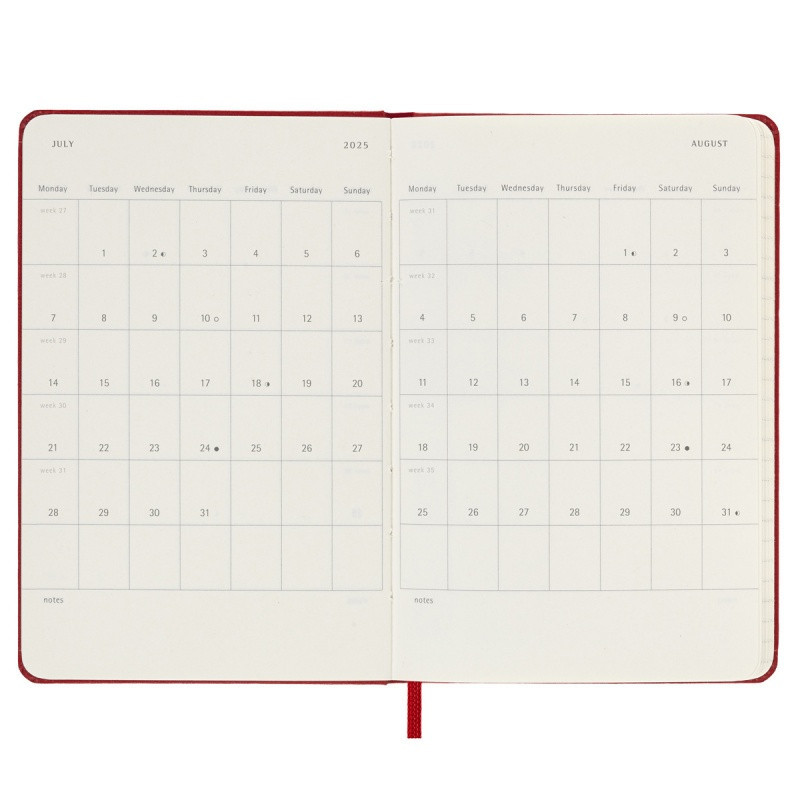 Kalendarz dzienny MOLESKINE 2025, 12M, P, twarda oprawa, 9x14cm, scarlet red