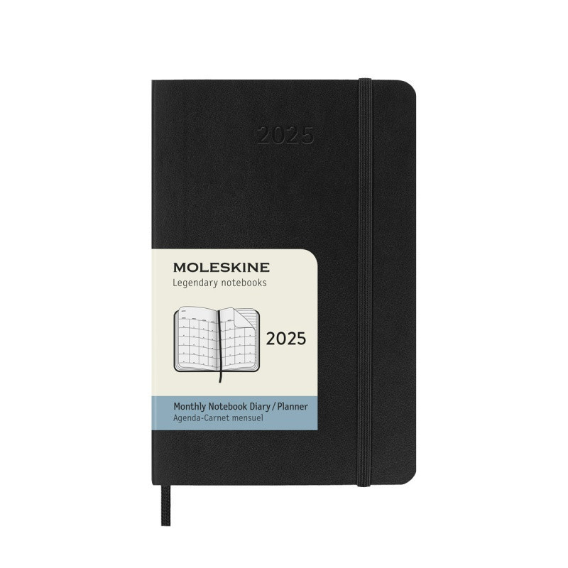 Kalendarz miesięczny MOLESKINE 2025, 12M, P, miękka oprawa, 9x14cm, czarny