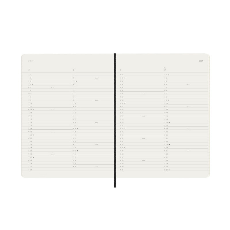 Kalendarz miesięczny MOLESKINE 2025, 12M, XL, miękka oprawa, 19x25cm, czarny