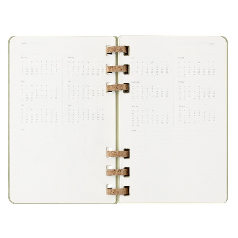 Kalendarz na spirali MOLESKINE 2025, 12M, L, twarda oprawa, 13x21cm, crush kiwi
