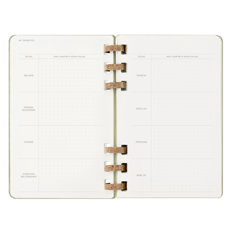 Kalendarz na spirali MOLESKINE 2025, 12M, L, twarda oprawa, 13x21cm, crush kiwi