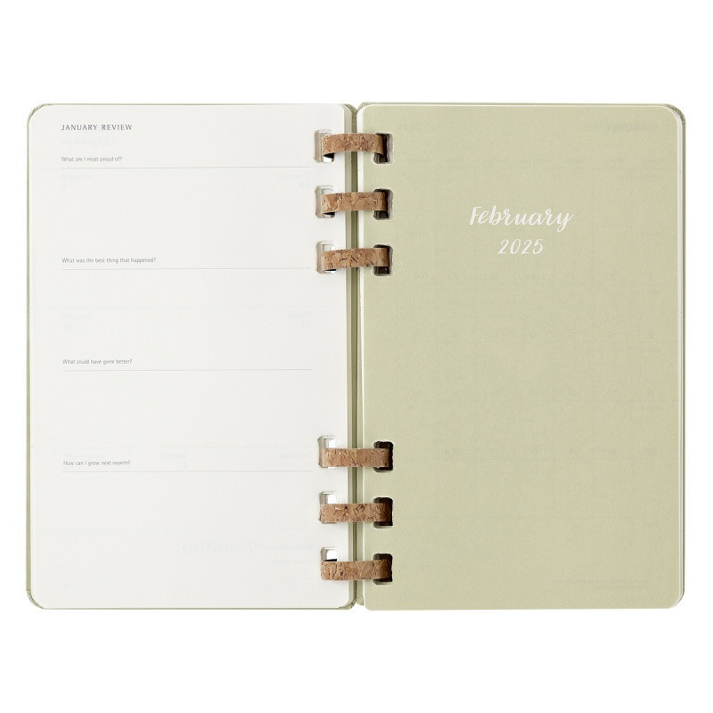 Kalendarz na spirali MOLESKINE 2025, 12M, L, twarda oprawa, 13x21cm, crush kiwi
