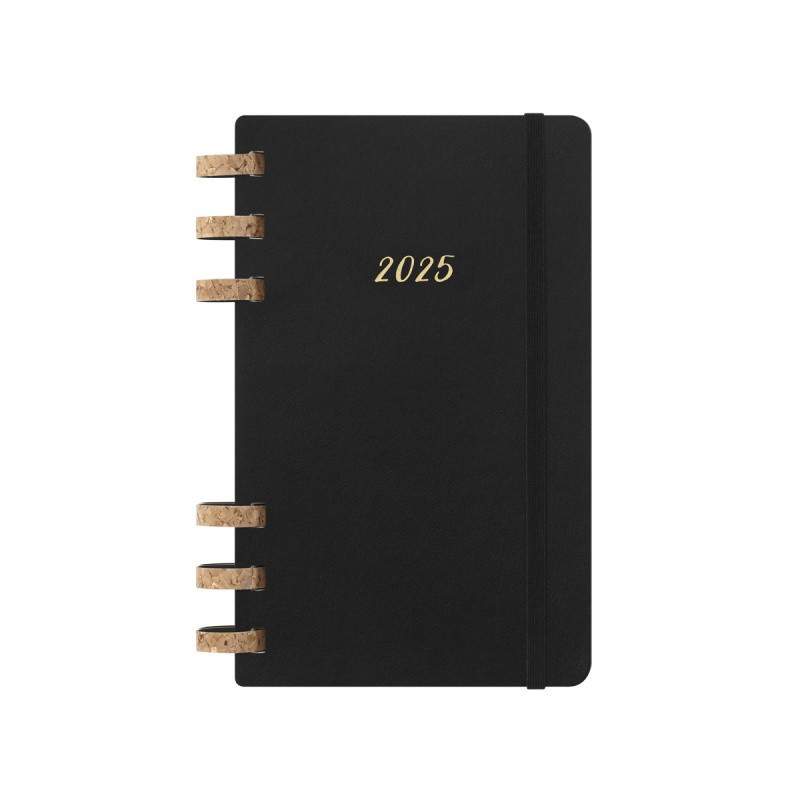 Kalendarz tygodniowy i miesięczny na spirali MOLESKINE 2025, 12M, L, miękka oprawa, 13x21cm, czarny
