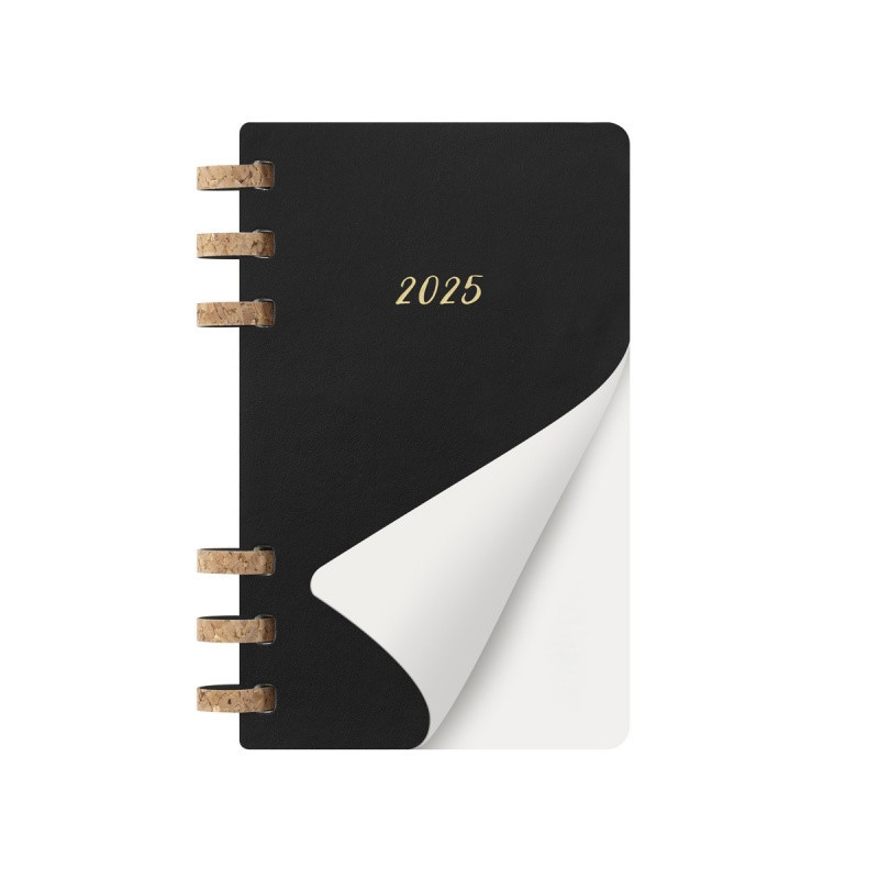 Kalendarz tygodniowy i miesięczny na spirali MOLESKINE 2025, 12M, L, miękka oprawa, 13x21cm, czarny