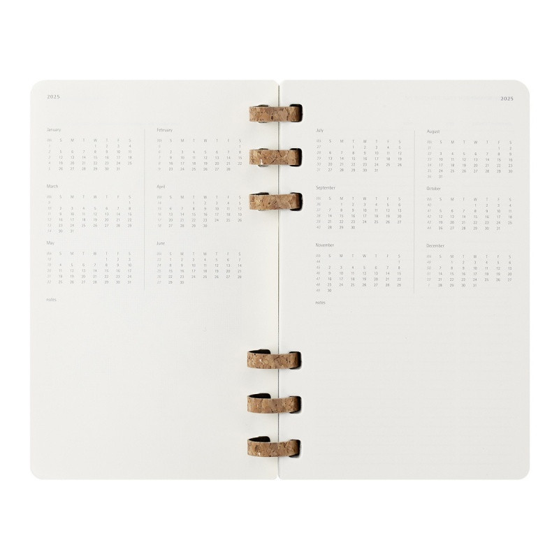 Kalendarz tygodniowy i miesięczny na spirali MOLESKINE 2025, 12M, L, miękka oprawa, 13x21cm, czarny