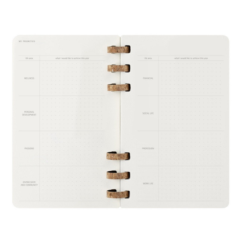 Kalendarz tygodniowy i miesięczny na spirali MOLESKINE 2025, 12M, L, miękka oprawa, 13x21cm, czarny