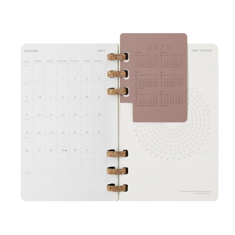 Kalendarz tygodniowy i miesięczny na spirali MOLESKINE 2025, 12M, L, miękka oprawa, 13x21cm, czarny