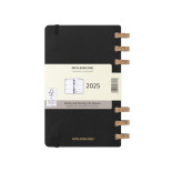 Kalendarz tygodniowy i miesięczny na spirali MOLESKINE 2025, 12M, L, miękka oprawa, 13x21cm, czarny