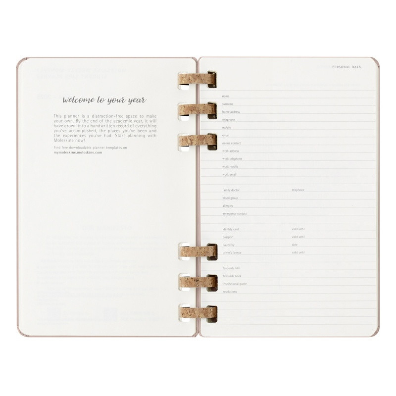 Kalendarz tygodniowy i miesięczny na spirali MOLESKINE 2025, 12M, L, twarda oprawa, 13x21cm, crush almond