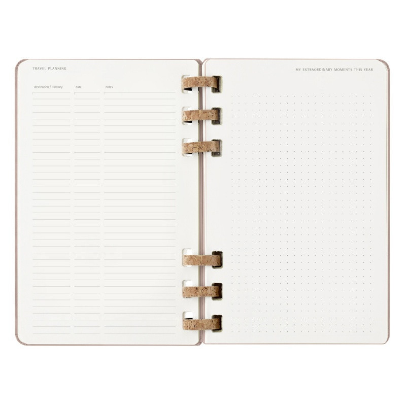 Kalendarz tygodniowy i miesięczny na spirali MOLESKINE 2025, 12M, L, twarda oprawa, 13x21cm, crush almond