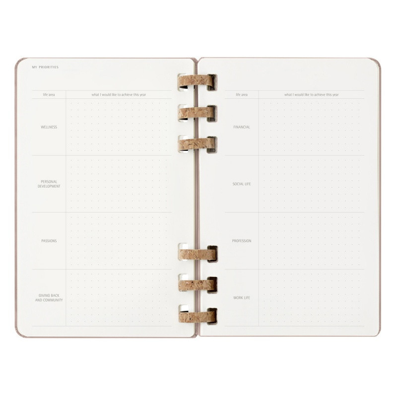 Kalendarz tygodniowy i miesięczny na spirali MOLESKINE 2025, 12M, L, twarda oprawa, 13x21cm, crush almond