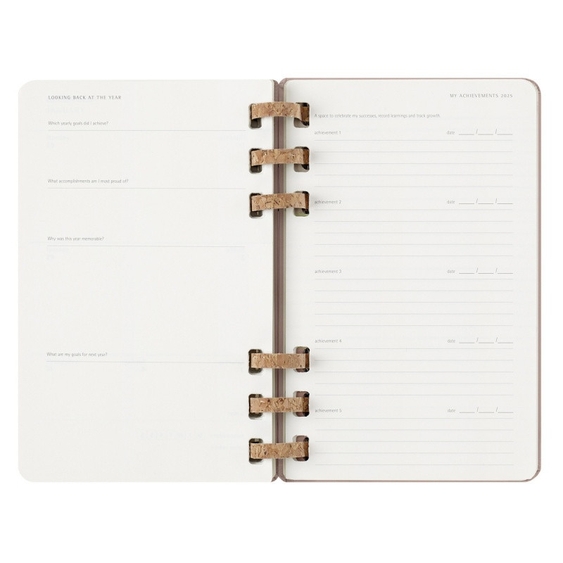 Kalendarz tygodniowy i miesięczny na spirali MOLESKINE 2025, 12M, L, twarda oprawa, 13x21cm, crush almond