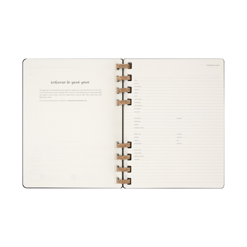 Kalendarz tygodniowy i miesięczny na spirali MOLESKINE 2025, 12M, XL, twarda oprawa, 20,4x25,2cm, czarny
