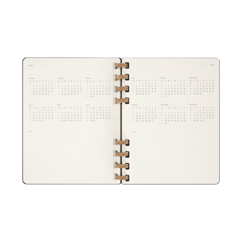 Kalendarz tygodniowy i miesięczny na spirali MOLESKINE 2025, 12M, XL, twarda oprawa, 20,4x25,2cm, czarny
