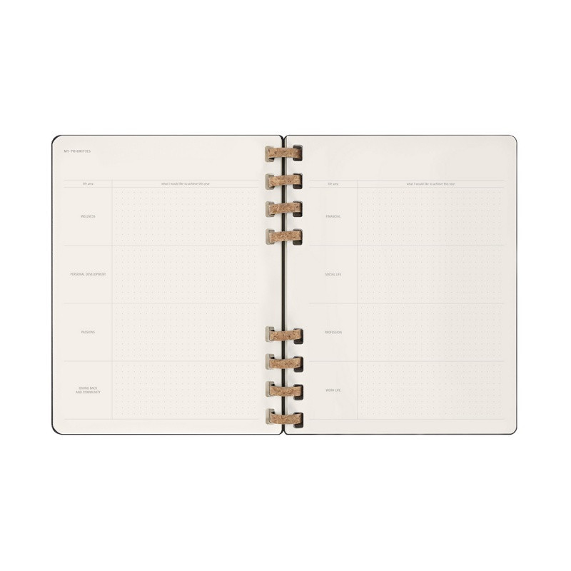 Kalendarz tygodniowy i miesięczny na spirali MOLESKINE 2025, 12M, XL, twarda oprawa, 20,4x25,2cm, czarny